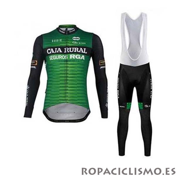 2020 Maillot Caja Rural Tirantes Mangas Largas Verde Negro